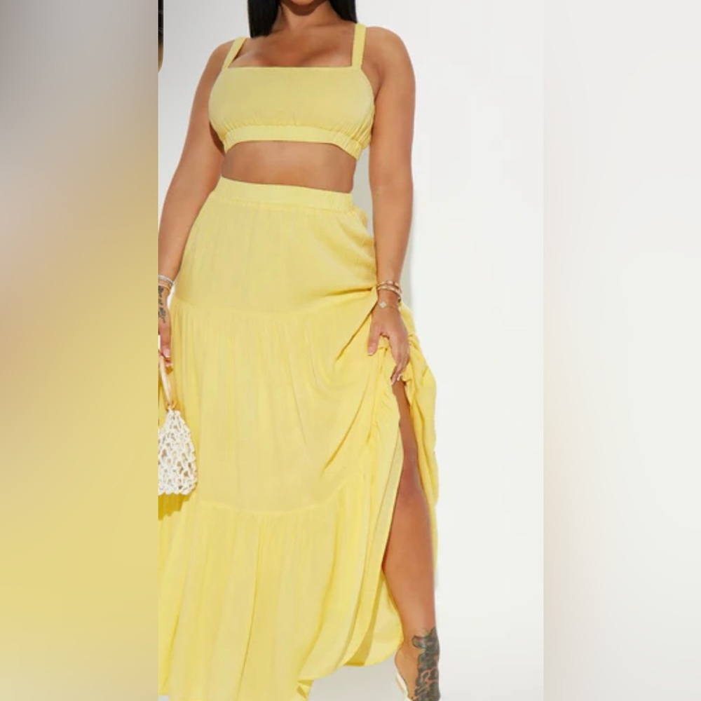 Yellow Women's Skirt Set w Top